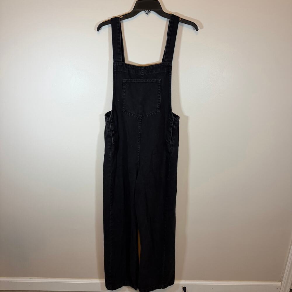 We the Free Black Denim Wide Leg Overall Bibs Womens S Utility Grunge Streetwear